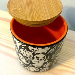 Ceramic Halloween canister with bamboo lid